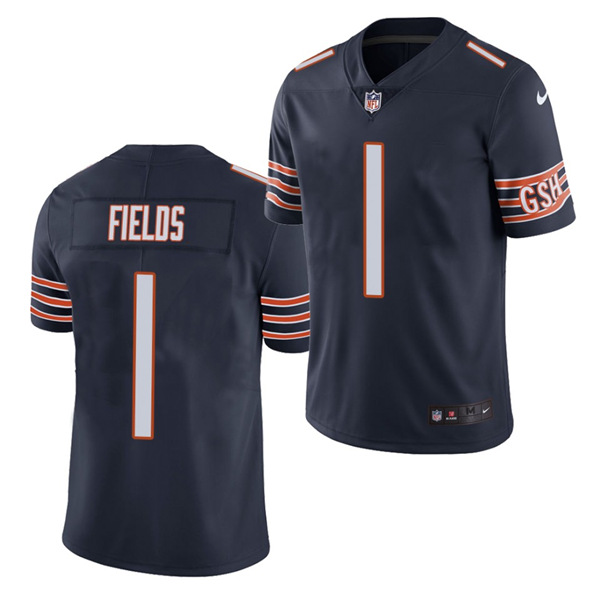 Women's Chicago Bears #1 Justin Fields 2021 NFL Draft Navy Vapor untouchable Limited Stitched Jersey(Run Small)